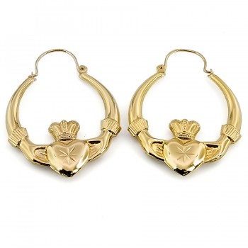 9ct gold (Hollow) Claddagh Hoop Earrings